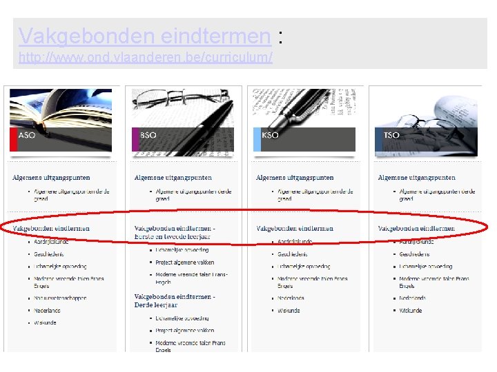 Vakgebonden eindtermen : http: //www. ond. vlaanderen. be/curriculum/ 