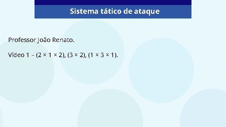 Sistema tático de ataque Professor João Renato. Vídeo 1 – (2 × 1 ×