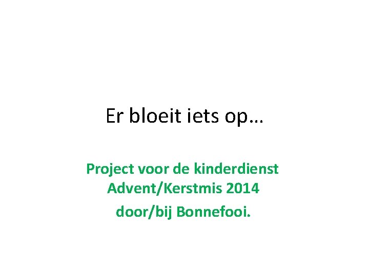 Er bloeit iets op… Project voor de kinderdienst Advent/Kerstmis 2014 door/bij Bonnefooi. 