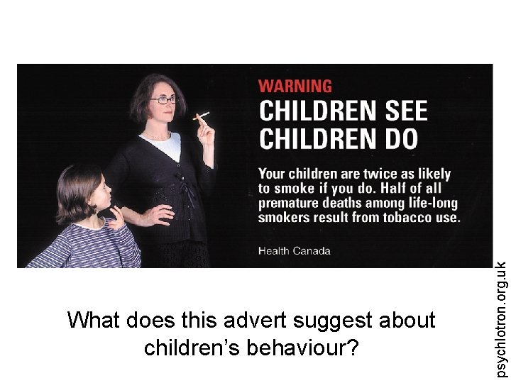 psychlotron. org. uk What does this advert suggest about children’s behaviour? 