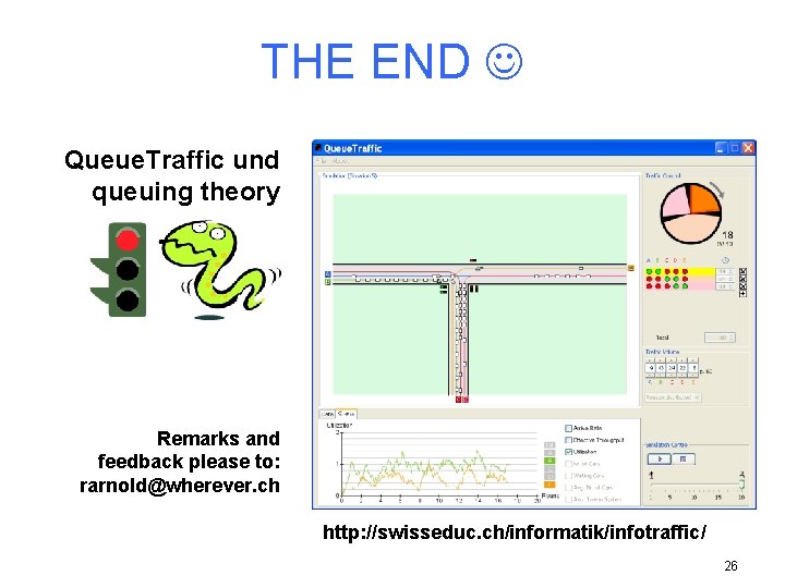 THE END Queue. Traffic und queuing theory Remarks and feedback please to: rarnold@wherever. ch
