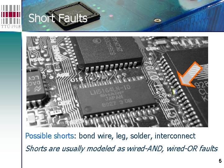 Short Faults Possible shorts: bond wire, leg, solder, interconnect Shorts are usually modeled as