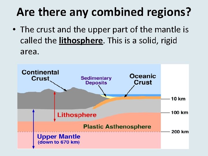Are there any combined regions? • The crust and the upper part of the