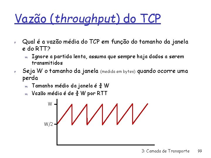 Vazão (throughput) do TCP r Qual é a vazão média do TCP em função