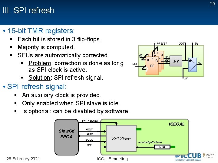 25 III. SPI refresh • 16 -bit TMR registers: § Each bit is stored