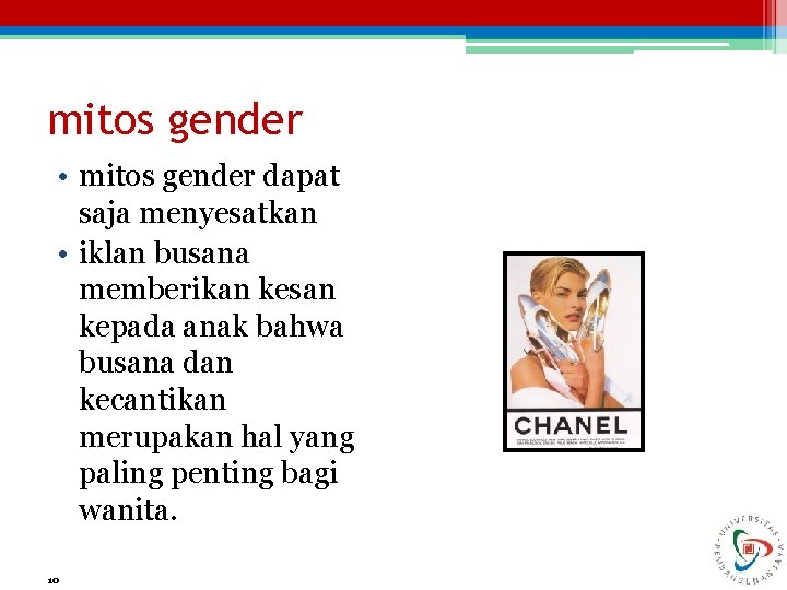 mitos gender • mitos gender dapat saja menyesatkan • iklan busana memberikan kesan kepada