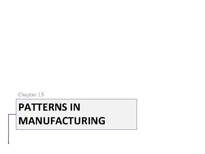 Chapter 13 PATTERNS IN MANUFACTURING 