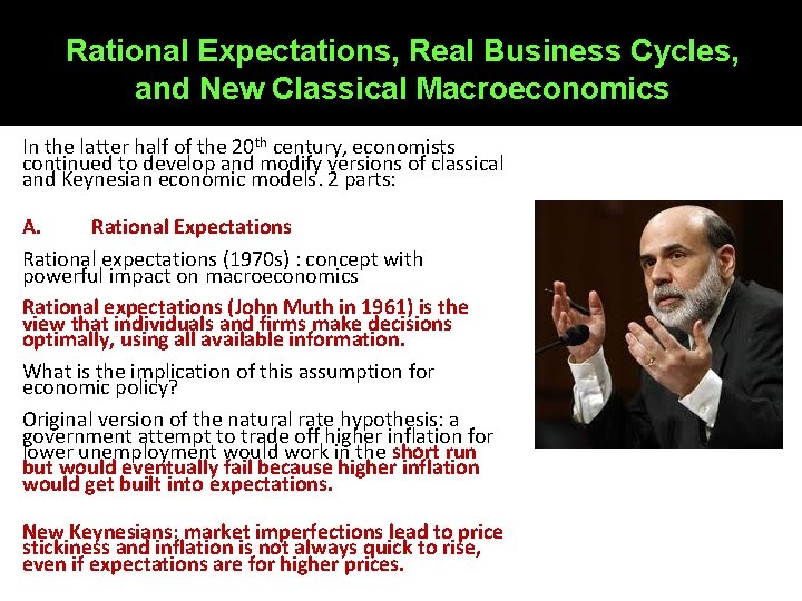 Rational Expectations, Real Business Cycles, and New Classical Macroeconomics In the latter half of Rational Expectations, Real Business Cycles, and New Classical Macroeconomics In the latter half of