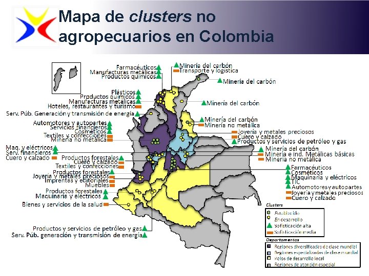 Mapa de clusters no agropecuarios en Colombia Mapa de clusters no agropecuarios en Colombia