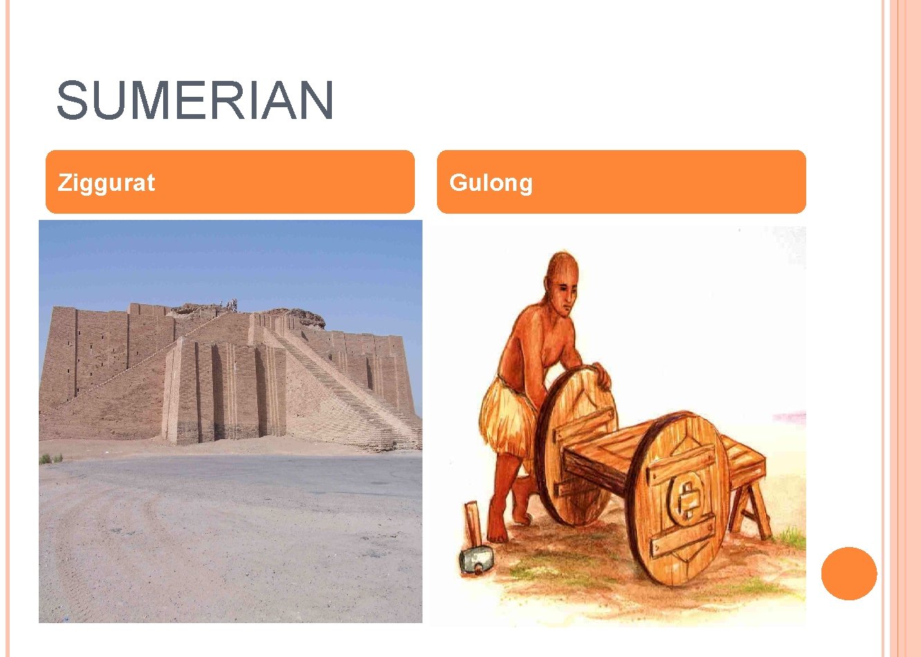 MESOPOTAMIA Ang Unang Kabihasnan SUMERIAN Ziggurat Gulong SUMERIAN