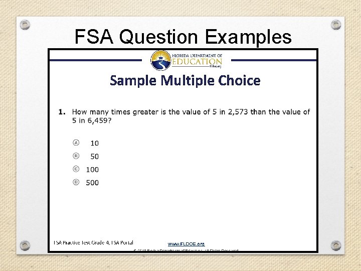 FSA Question Examples FSA Question Examples