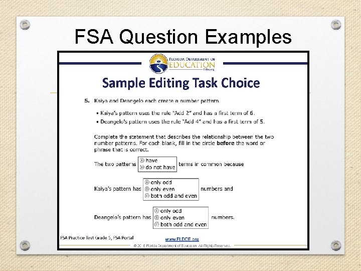 FSA Question Examples 