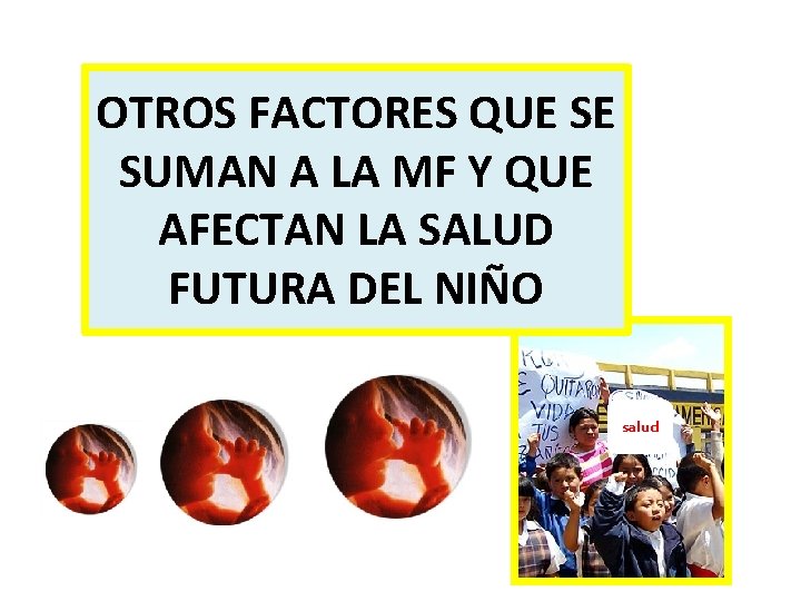 OTROS FACTORES QUE SE SUMAN A LA MF Y QUE AFECTAN LA SALUD FUTURA OTROS FACTORES QUE SE SUMAN A LA MF Y QUE AFECTAN LA SALUD FUTURA