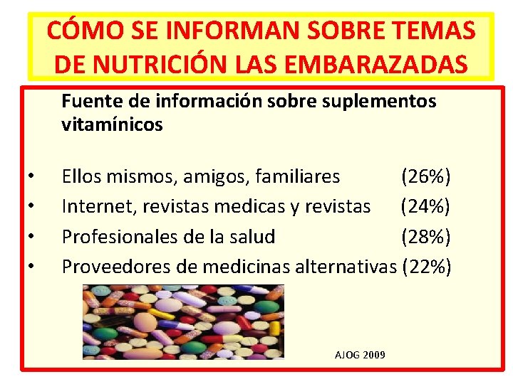 CÓMO SE INFORMAN SOBRE TEMAS DE NUTRICIÓN LAS EMBARAZADAS Fuente de información sobre suplementos CÓMO SE INFORMAN SOBRE TEMAS DE NUTRICIÓN LAS EMBARAZADAS Fuente de información sobre suplementos