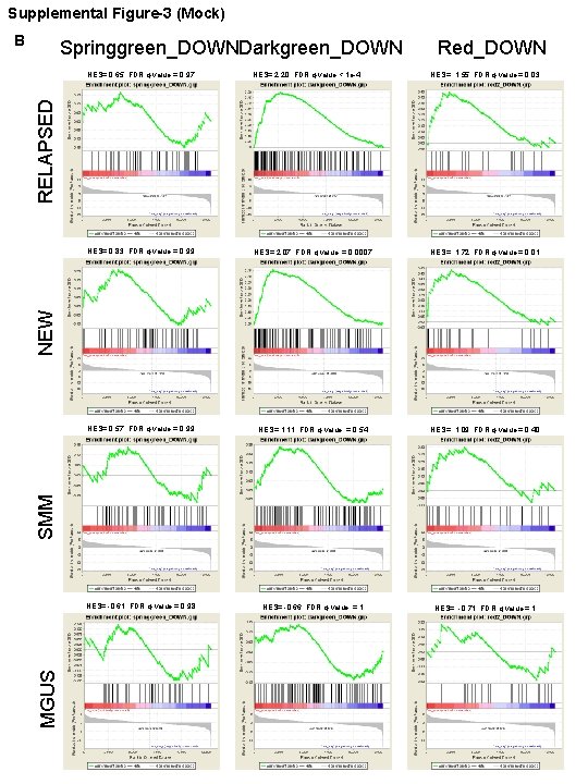 Supplemental Figure-3 (Mock) B Springgreen_DOWNDarkgreen_DOWN Red_DOWN NES= 2. 20, FDR q-value < 1 e-4 Supplemental Figure-3 (Mock) B Springgreen_DOWNDarkgreen_DOWN Red_DOWN NES= 2. 20, FDR q-value < 1 e-4