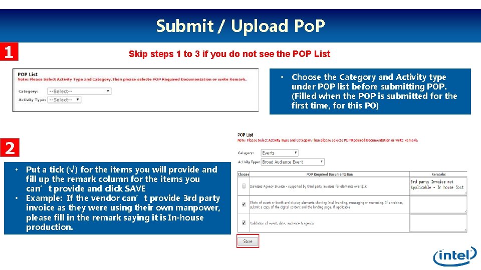 Submit / Upload Po. P 1 Skip steps 1 to 3 if you do