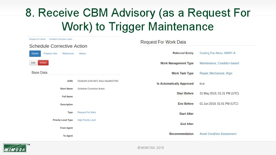 8. Receive CBM Advisory (as a Request For Work) to Trigger Maintenance TM ©