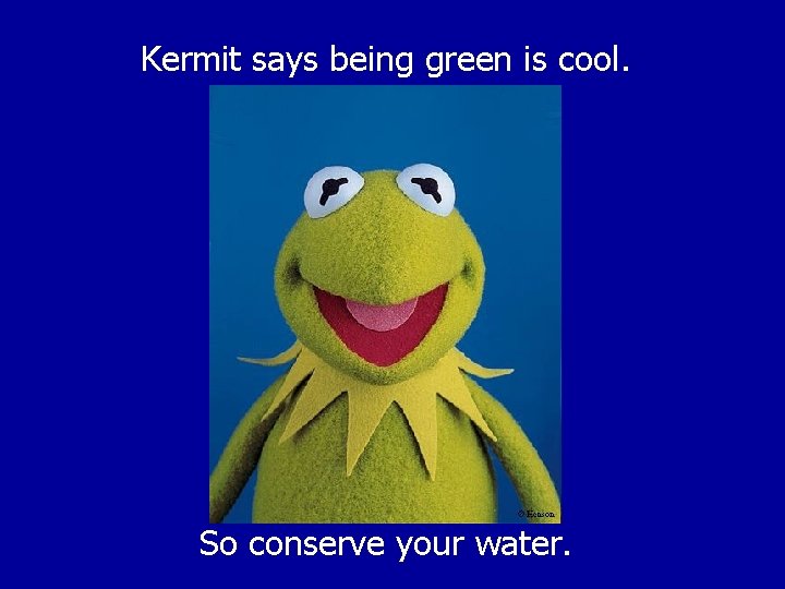 Kermit says being green is cool. So conserve your water. 