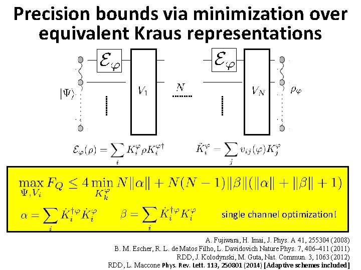 Precision bounds via minimization over equivalent Kraus representations single channel optimization! A. Fujiwara, H.