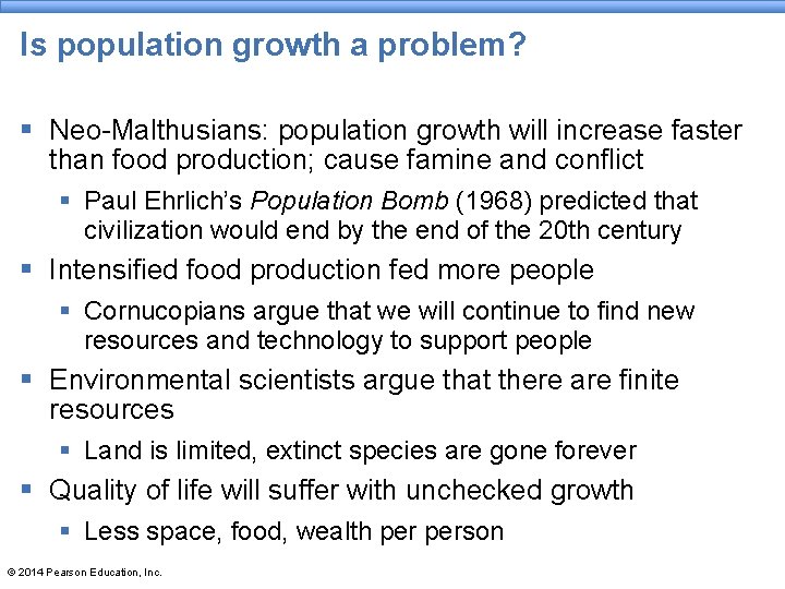 Is population growth a problem? § Neo-Malthusians: population growth will increase faster than food Is population growth a problem? § Neo-Malthusians: population growth will increase faster than food