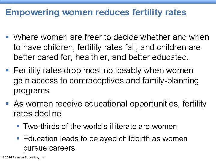 Empowering women reduces fertility rates § Where women are freer to decide whether and Empowering women reduces fertility rates § Where women are freer to decide whether and