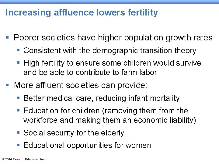 Increasing affluence lowers fertility § Poorer societies have higher population growth rates § Consistent Increasing affluence lowers fertility § Poorer societies have higher population growth rates § Consistent