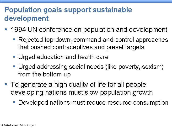 Population goals support sustainable development § 1994 UN conference on population and development § Population goals support sustainable development § 1994 UN conference on population and development §