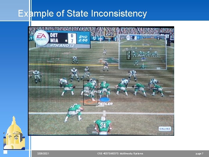 Example of State Inconsistency 2/28/2021 CSE 40373/60373: Multimedia Systems page 7 