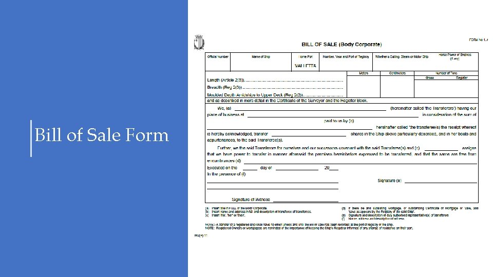 Bill of Sale Form 