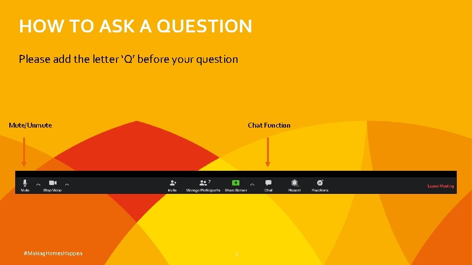 HOW TO ASK A QUESTION Please add the letter ‘Q’ before your question Mute/Unmute