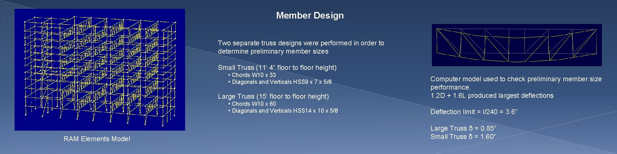 Member Design Two separate truss designs were performed in order to determine preliminary member