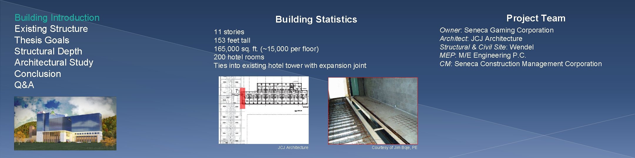 Building Introduction Existing Structure Thesis Goals Structural Depth Architectural Study Conclusion Q&A Project Team