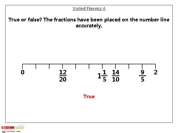 Varied Fluency 4 True or false? The fractions have been placed on the number