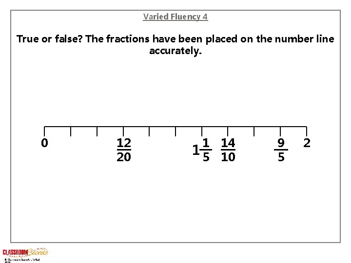 Varied Fluency 4 True or false? The fractions have been placed on the number