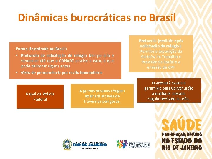 Dinâmicas burocráticas no Brasil Forma de entrada no Brasil: • Protocolo de solicitação de