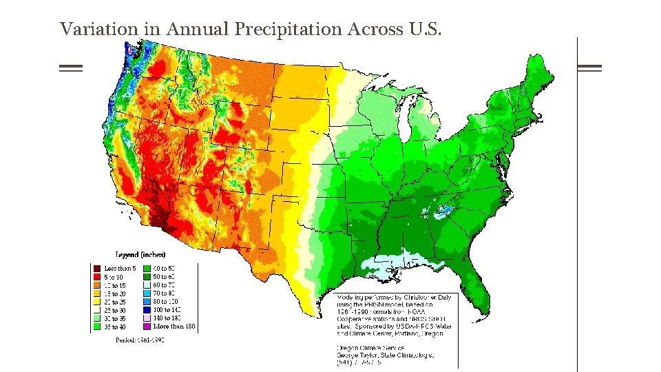 Variation in Annual Precipitation Across U. S. 