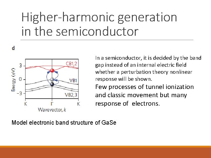 Higher-harmonic generation in the semiconductor In a semiconductor, it is decided by the band