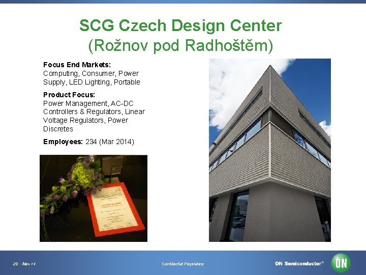 SCG Czech Design Center (Rožnov pod Radhoštěm) Focus End Markets: Computing, Consumer, Power Supply,