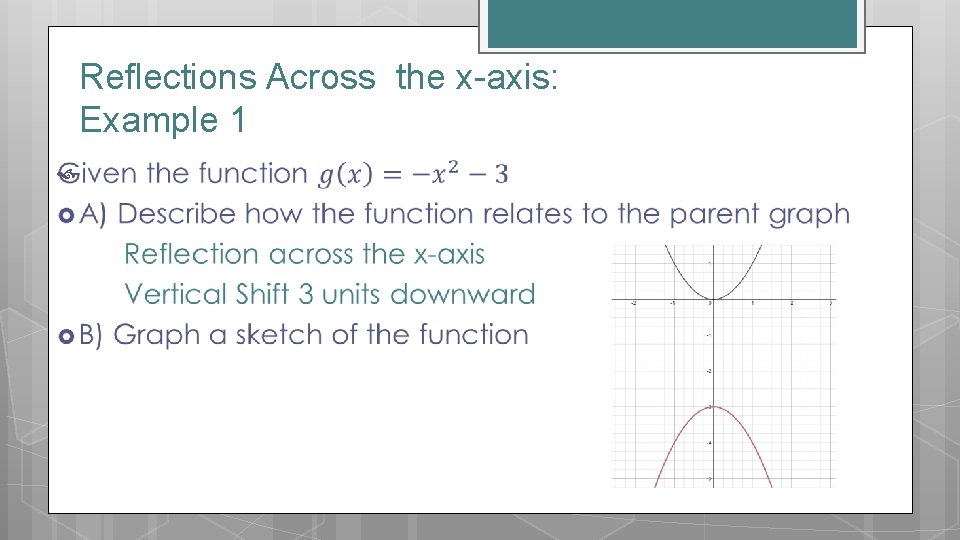  Reflections Across the x-axis: Example 1 