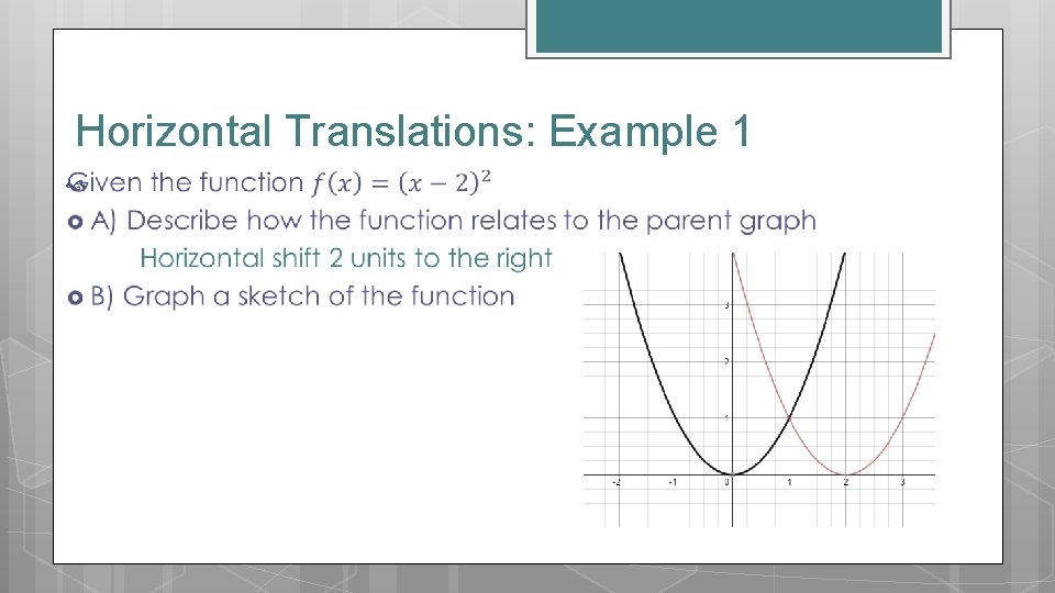 Horizontal Translations: Example 1 