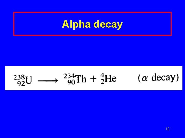 Alpha decay 12 