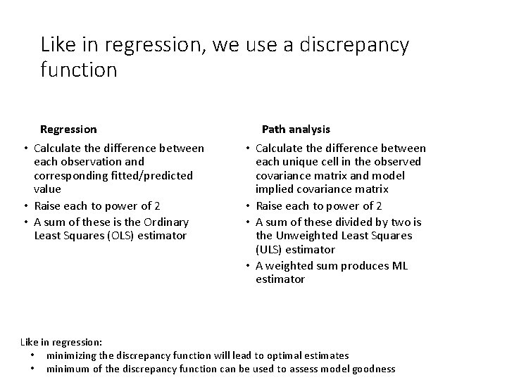 Like in regression, we use a discrepancy function Regression • Calculate the difference between