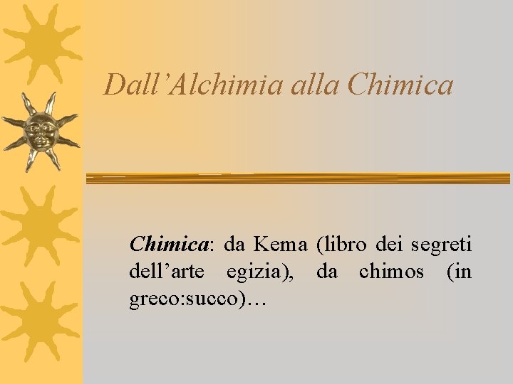 Dall’Alchimia alla Chimica: da Kema (libro dei segreti dell’arte egizia), da chimos (in greco: