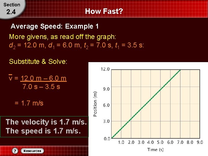 Section 2. 4 How Fast? Average Speed: Example 1 More givens, as read off
