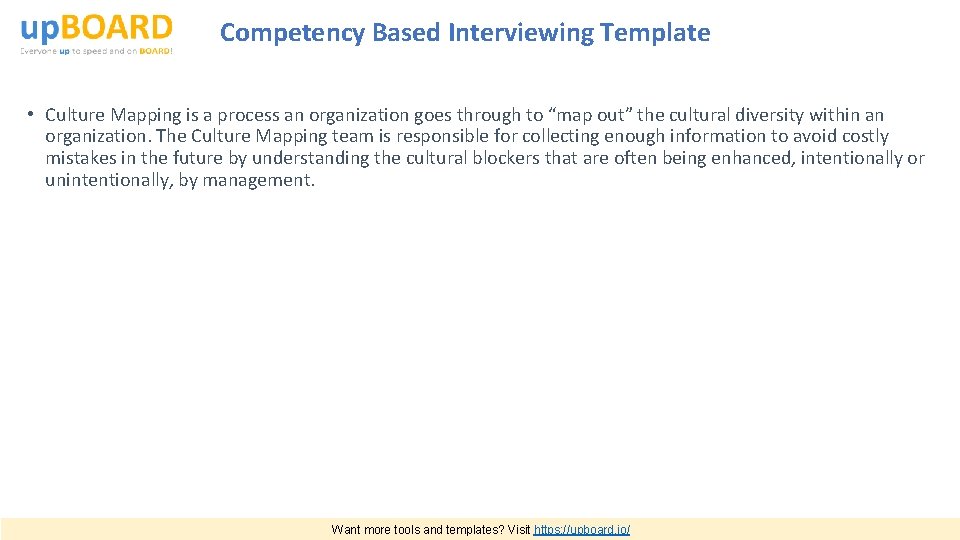 Competency Based Interviewing Template • Culture Mapping is a process an organization goes through