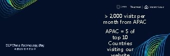 > 2, 000 visits per month from APAC = 5 of top 10 Countries