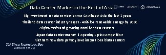 Data Center Market in the Rest of Asia Big investment in data centers across