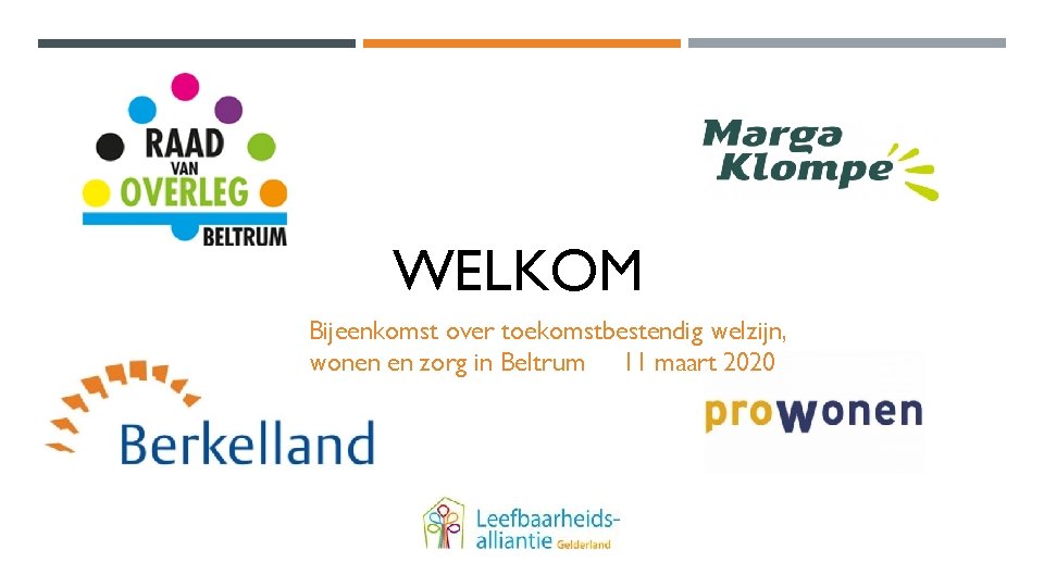 WELKOM Bijeenkomst over toekomstbestendig welzijn, wonen en zorg in Beltrum 11 maart 2020 