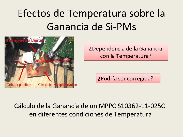 Efectos de Temperatura sobre la Ganancia de Si-PMs Termómetro Digital Si-PM Célula peltier Circuito