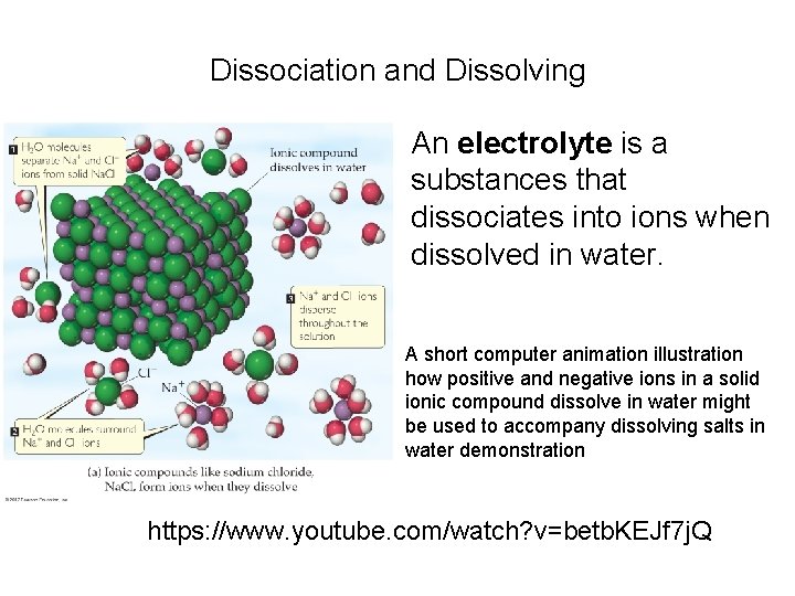 Dissociation and Dissolving An electrolyte is a substances that dissociates into ions when dissolved